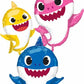 Gliding Baby Shark Family Foil Balloon