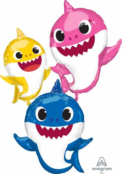 Gliding Baby Shark Family Foil Balloon
