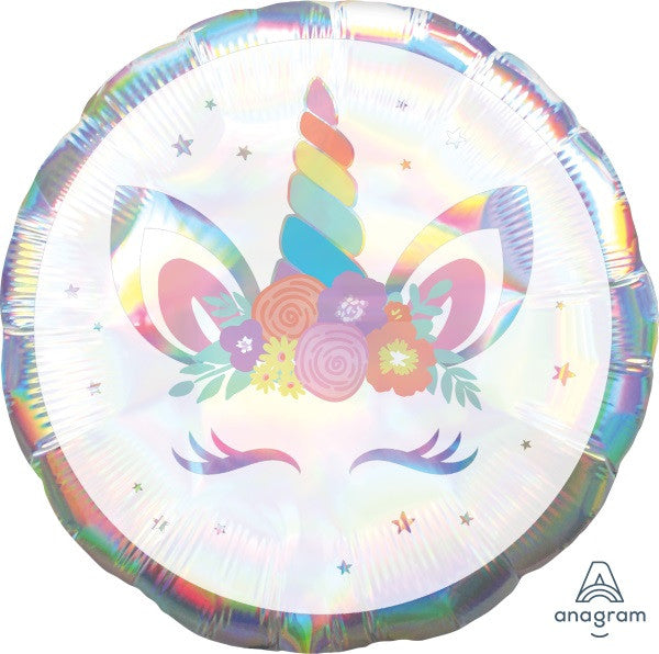 Anagram 18" Unicorn Party Round Holographic Foil Balloon