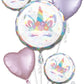 Anagram Pastel Holographic Unicorn 5 Foil Balloons Bouquet Birthday Party Decor