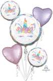 Anagram Pastel Holographic Unicorn 5 Foil Balloons Bouquet Birthday Party Decor