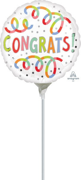 4" mini round foil balloon congrats