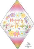 Happy Birthday Boho Gem Style Foil Balloon