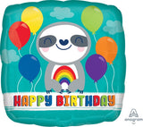 Rainbow Sloth Happy Birthday Foil Balloon