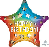 Happy Birthday Rainbow Star Foil Balloon