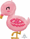 32" Pink Baby Flamingo With Hearts Foil Balloon