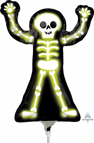 Mini Skeleton Neon Balloon On a Stick