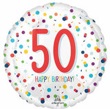 50th Happy Birthday Confetti Print Foil Balloon