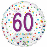 60th Happy Birthday Confetti Print Foil Balloon