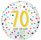 70th Happy Birthday Confetti Print Foil Balloon