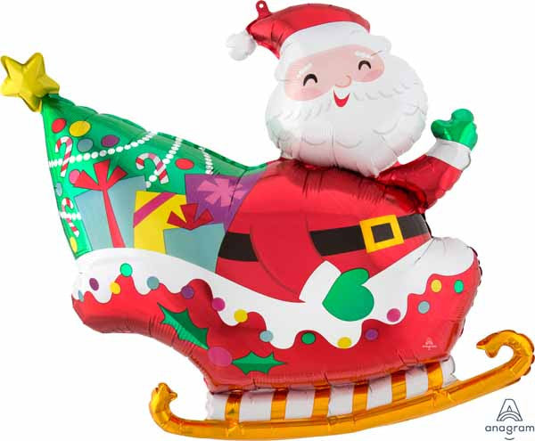 Santa's Sleigh Decoration Foil Balloon