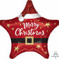 Merry Christmas Star Shaped Foil Balloon