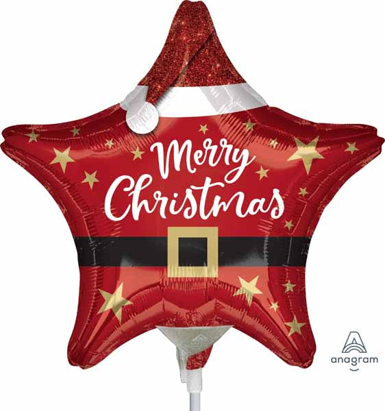 Merry Christmas Santa Star 9" Mini-Foil Balloon