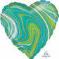 Marblez Swirls 18" Green Blue Heart Shaped Foil Balloon