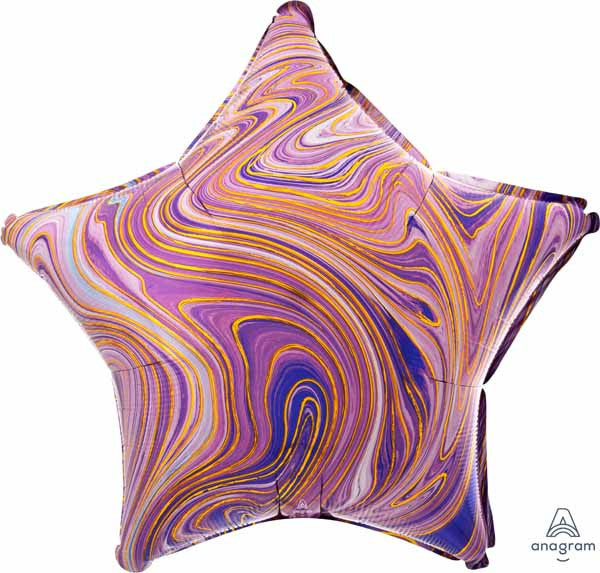 Anagram Purple Gold Marblez 19" Star Shaped Foil Balloon