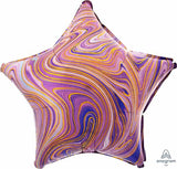 Anagram Purple Gold Marblez 19" Star Shaped Foil Balloon