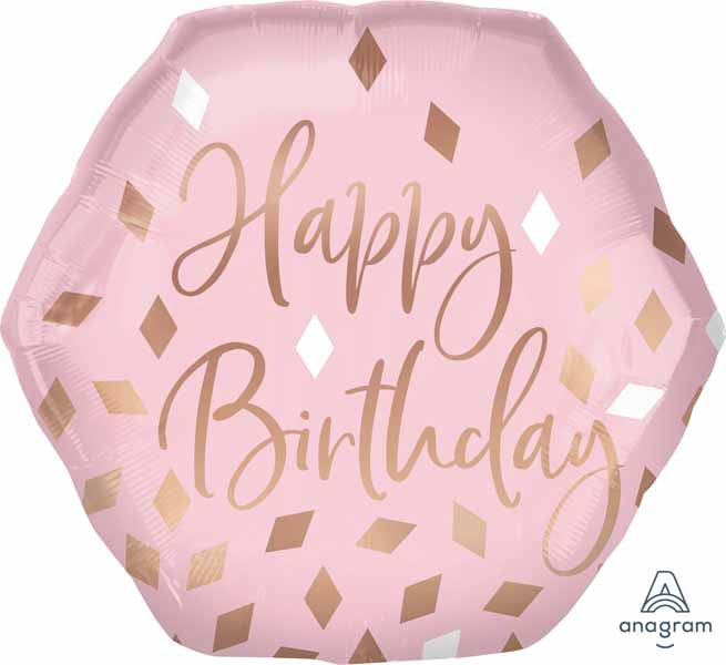 Anagram 23" Blush Birthday Confetti Foil Balloon