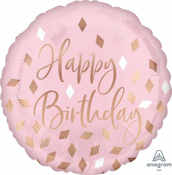 Anagram 18" Round Blush Birthday Confetti Foil Balloon