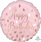 Anagram 18" Round Blush Birthday Confetti Foil Balloon