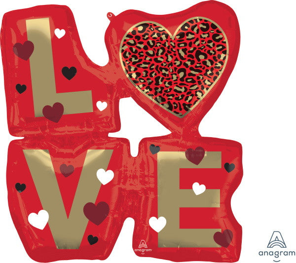 Anagram 29" Supershape Red Animal Print Love Foil Balloon