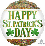 Anagram 18" Round Glitter Happy St. Patrick's Day Foil Balloon