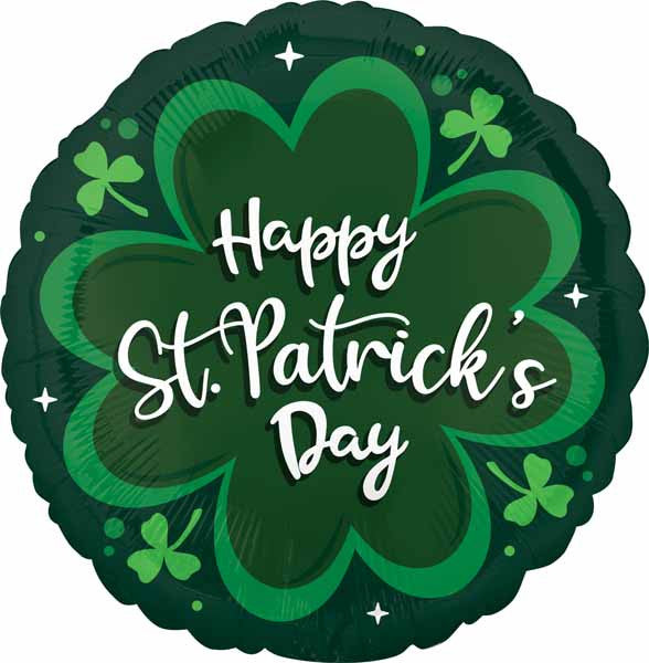Anagram 18" Round Shamrock Happy St. Patrick's Day Green Foil Balloon