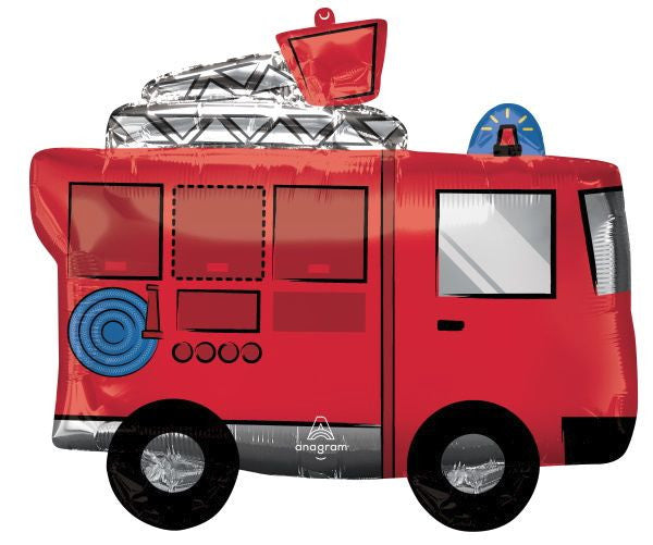 Fire Truck Supershape Foil Balloon
