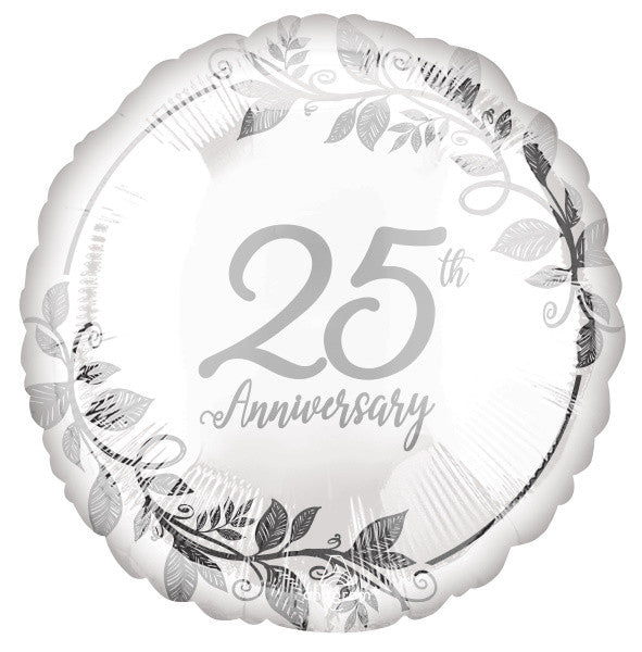18" Happy Anniversary Silver Foil Balloon