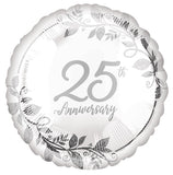 18" Happy Anniversary Silver Foil Balloon