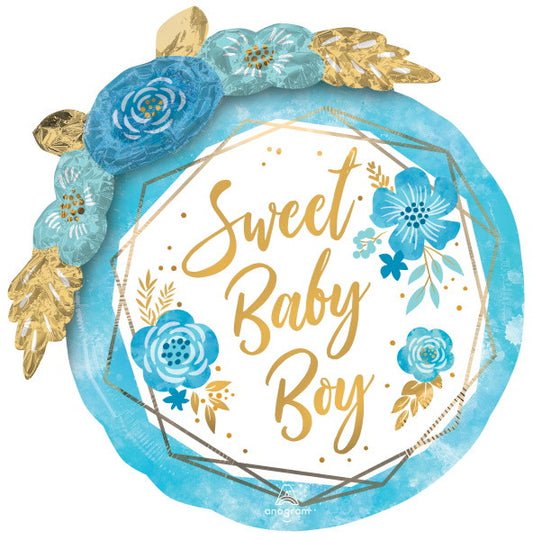 Sweet Baby Boy Floral Foil Balloon