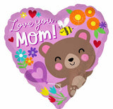 18" Love You Mom Heart Shaped Foil Balloon