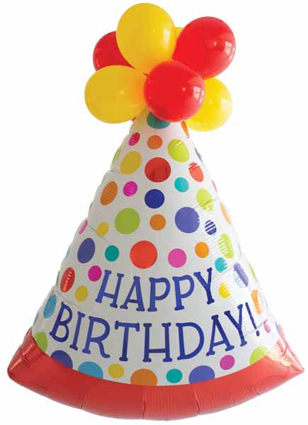 Birthday Party Hat Jumbo Foil Balloon Kit