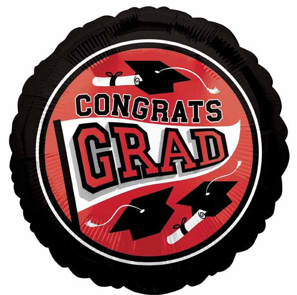 red black congrats grad foil balloon