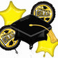 Congrats Grad Yellow Balloon Bouquet 5 Foil Balloons Party Decor