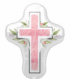 Pink Cross First Communion Foil Balloon