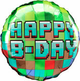 Pixel Game Happy Birthday Foil Balloon