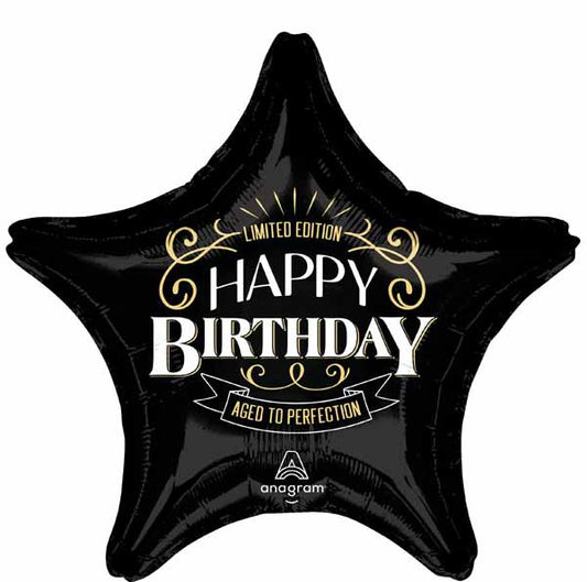 Happy Birthday Aged to Perfection Jumbo Foil Star Balloon