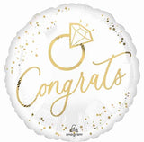 Congrats Wedding Engagement 18" White Gold Foil Balloon