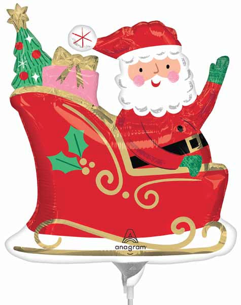 Starry Night Santa Sleigh Mini Foil Balloon