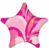 Vibrant Pink Macro Marble Star Shaped Foil Balloon