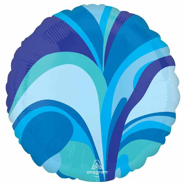 Vibrant Blue Macro Marble Round Foil Balloon