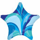 Vibrant Blue Macro Marble Star Shaped Foil Balloon