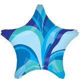 Vibrant Blue Macro Marble Star Shaped Foil Balloon