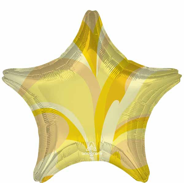 Vibrant Gold Macro Marble Star Shaped Foil Balloon