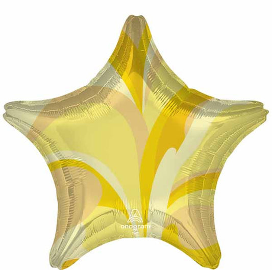 Vibrant Gold Macro Marble Star Shaped Foil Balloon