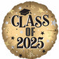 gold black class of 2025 graduation foil balloon
