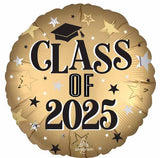 gold black class of 2025 graduation foil balloon