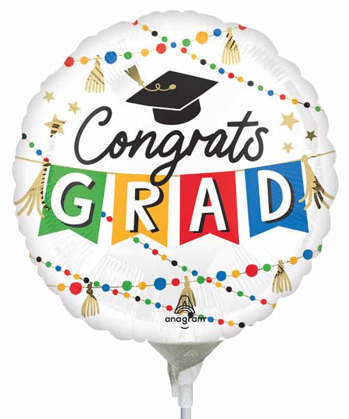 9" Airfill Only Congrats Grad Mini Foil Balloon