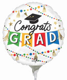 9" Airfill Only Congrats Grad Mini Foil Balloon