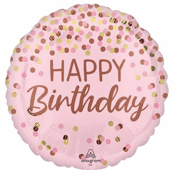 Pretty in Pink Happy Birthday 18" Round Foil Balloon